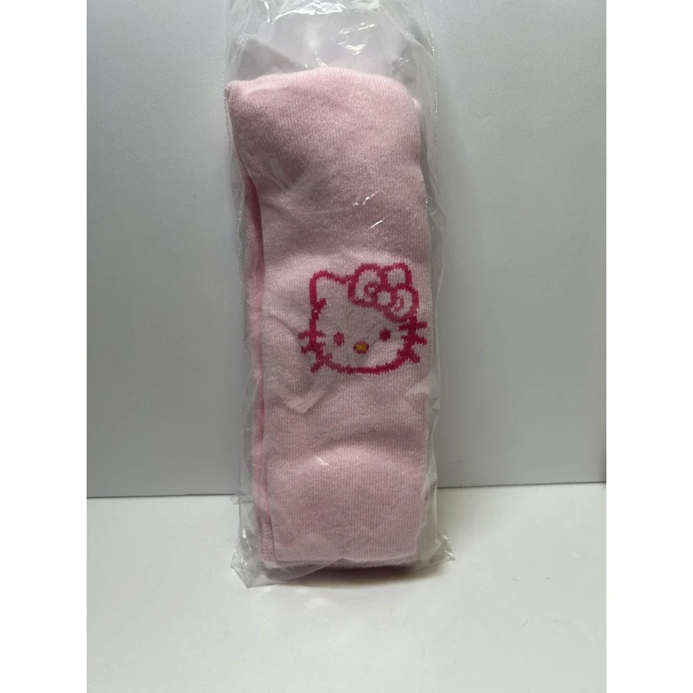 Hello Kitty Socks Girls One Size Pink Novelty Solid Knit Face Graphic Cute